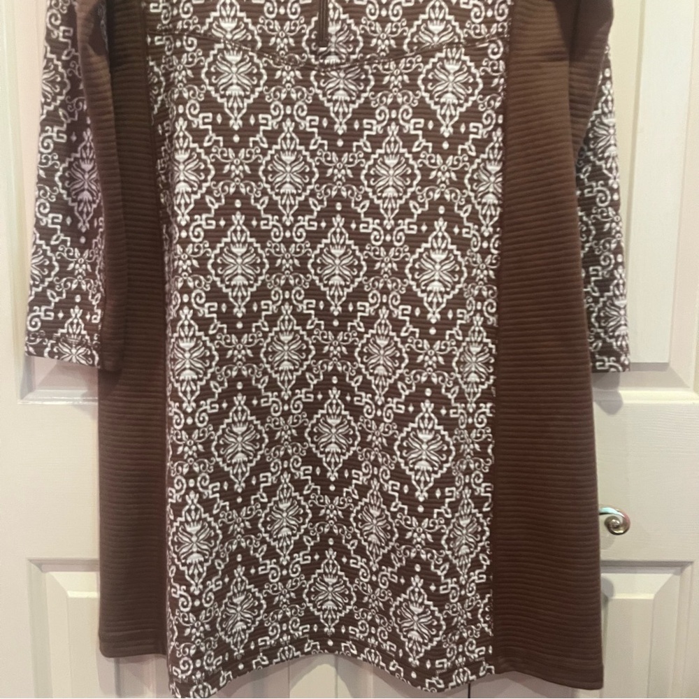 Sahalie Jacquard Dress long sleeve Abstract print zip Size XL - Picture 3 of 5